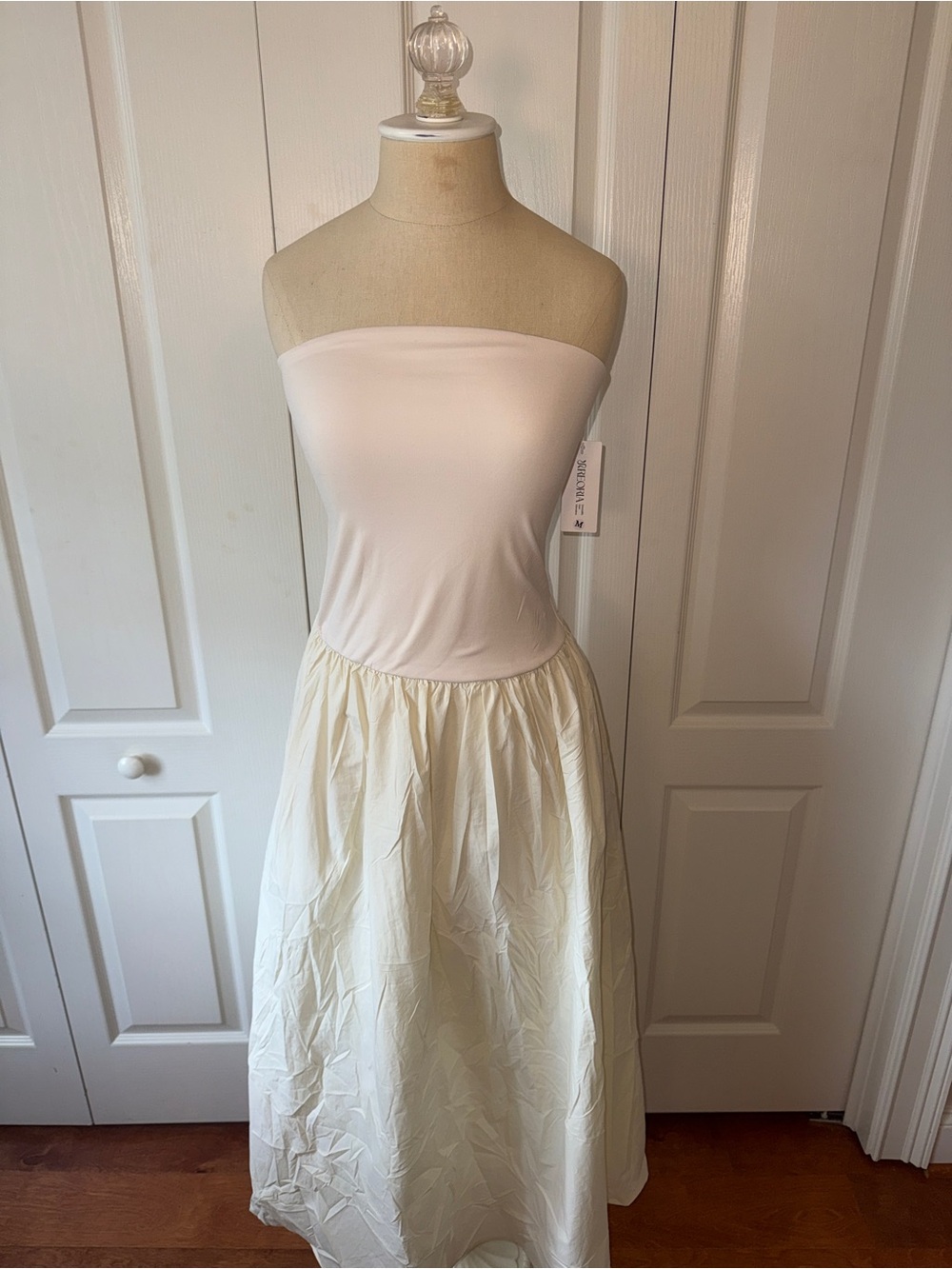 Strapless Midi Dress Cream Medium NWT
